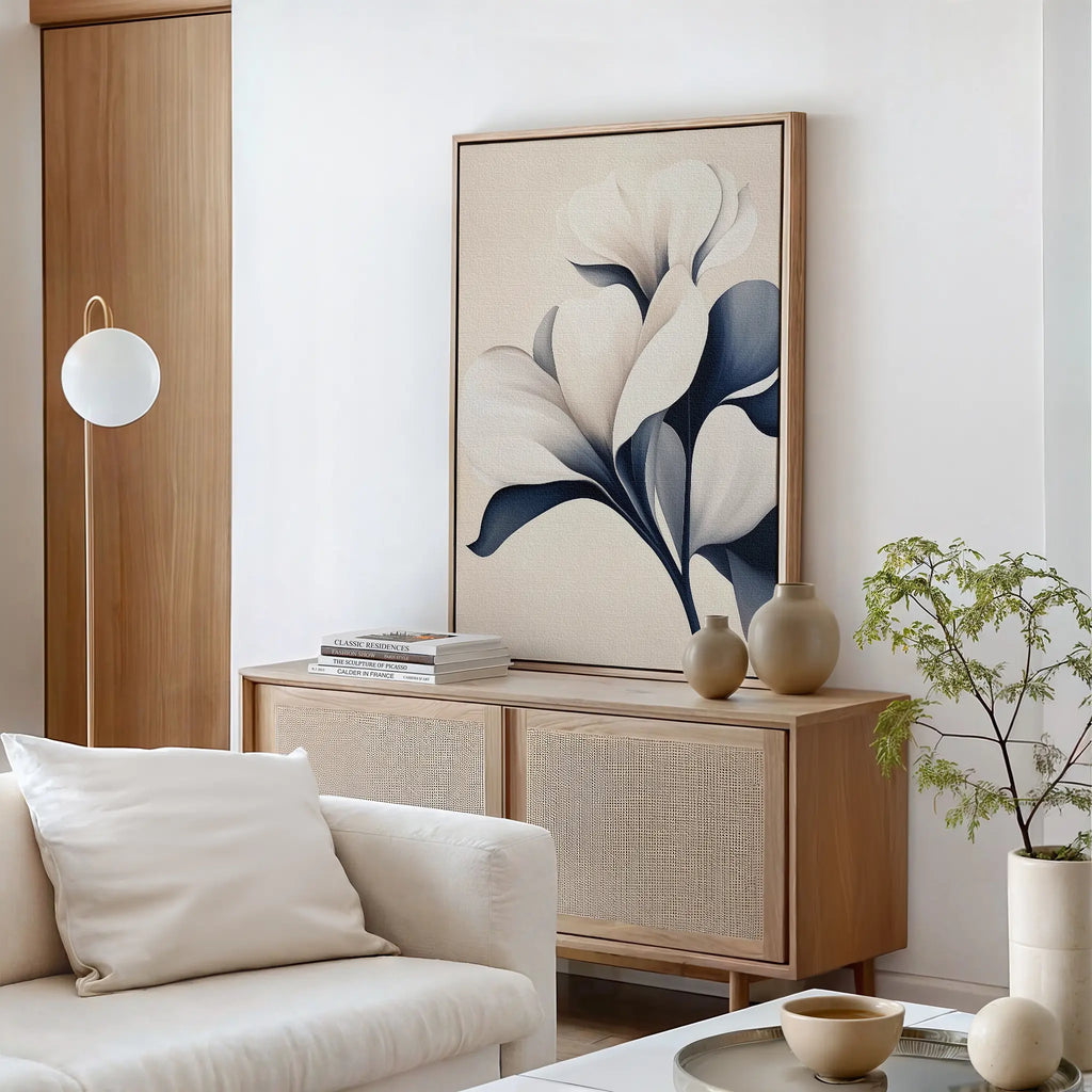 Petals After Midnight – blue botanical canvas wall art print by Aspire Prints