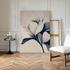 Petals After Midnight – blue botanical canvas wall art print by Aspire Prints