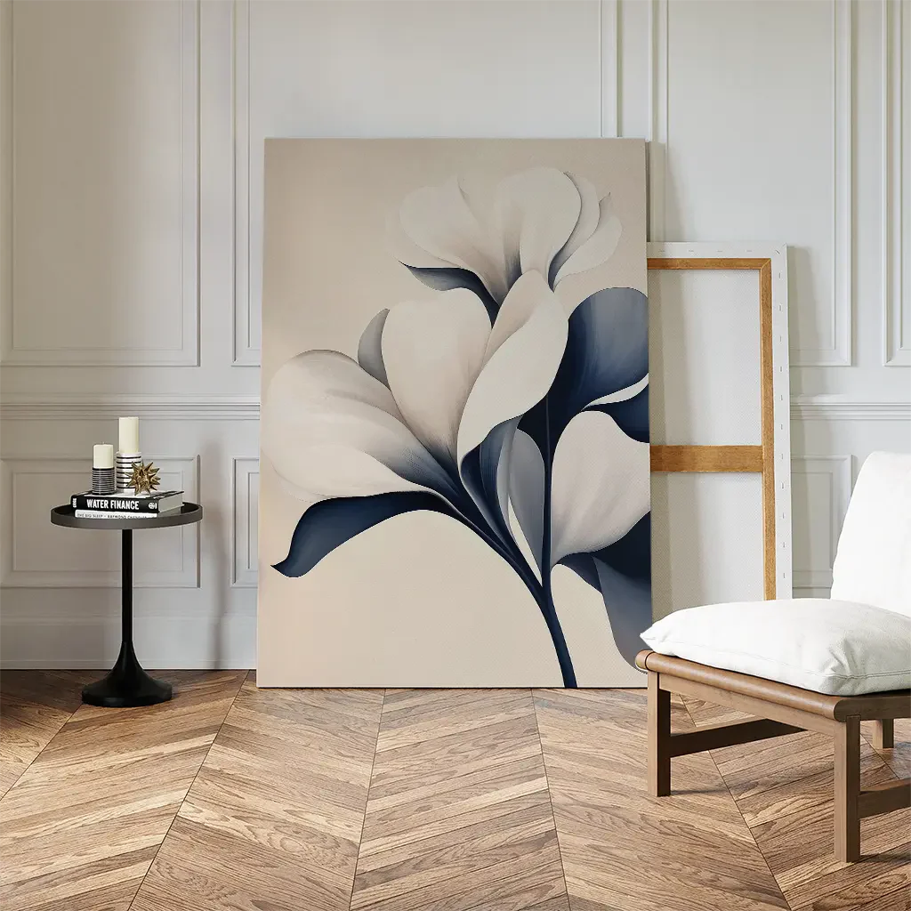 Petals After Midnight – blue botanical canvas wall art print by Aspire Prints