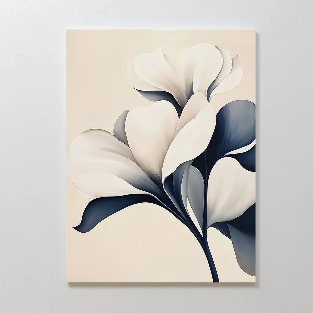 Petals After Midnight – blue botanical canvas wall art print by Aspire Prints