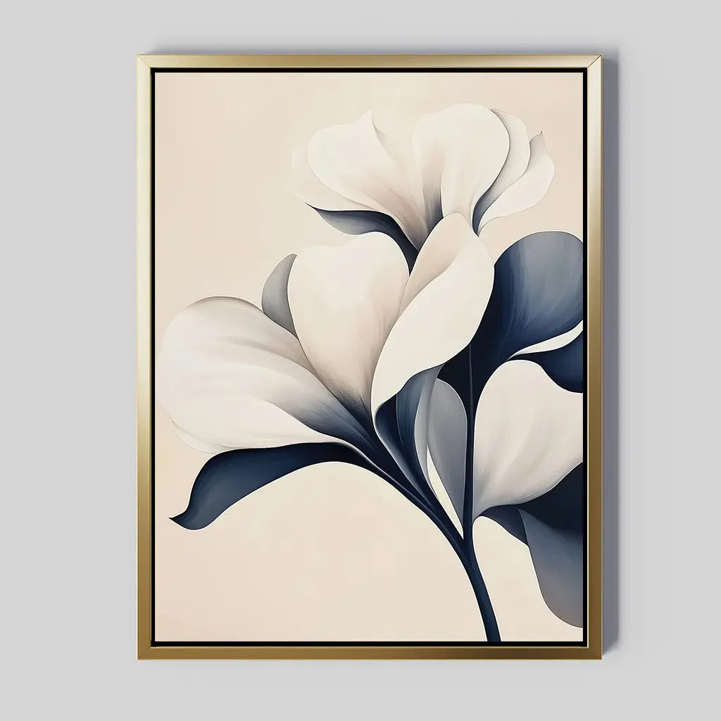 Petals After Midnight – blue botanical canvas wall art print by Aspire Prints