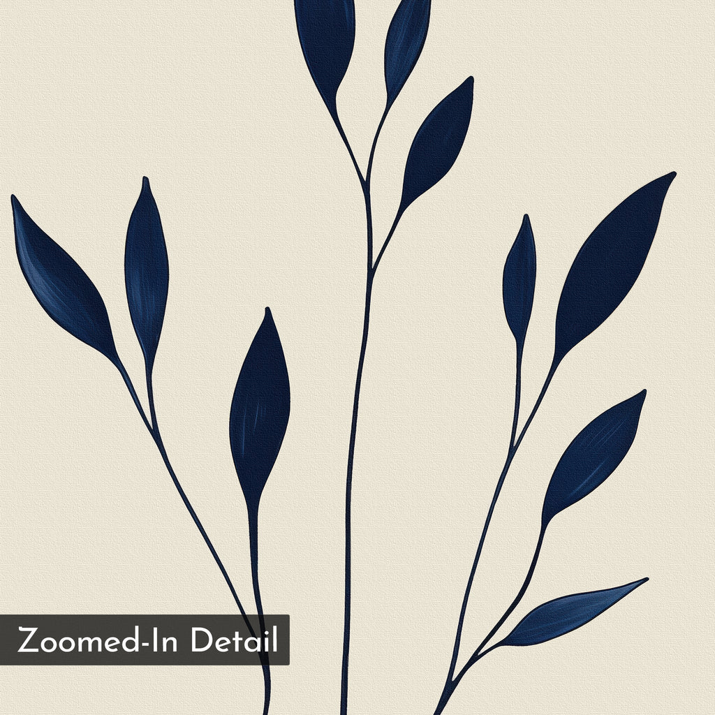 Inkwell Solitude – beige and white botanical canvas wall art print by Aspire Prints