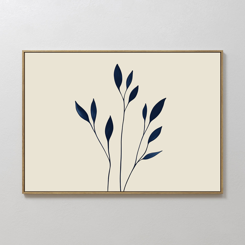 Inkwell Solitude – beige and white botanical canvas wall art print by Aspire Prints