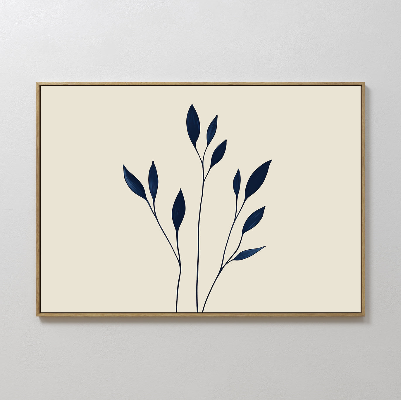 Inkwell Solitude – beige and white botanical canvas wall art print by Aspire Prints