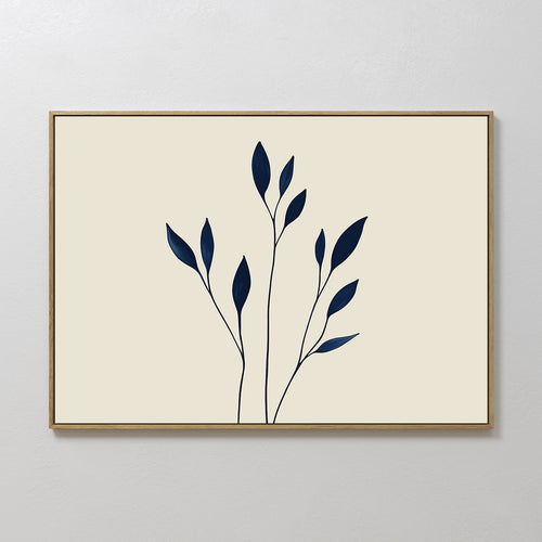 Inkwell Solitude – beige and white botanical canvas wall art print by Aspire Prints