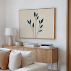 Inkwell Solitude – beige and white botanical canvas wall art print by Aspire Prints