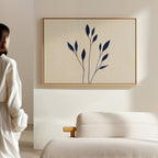 Inkwell Solitude – beige and white botanical canvas wall art print by Aspire Prints