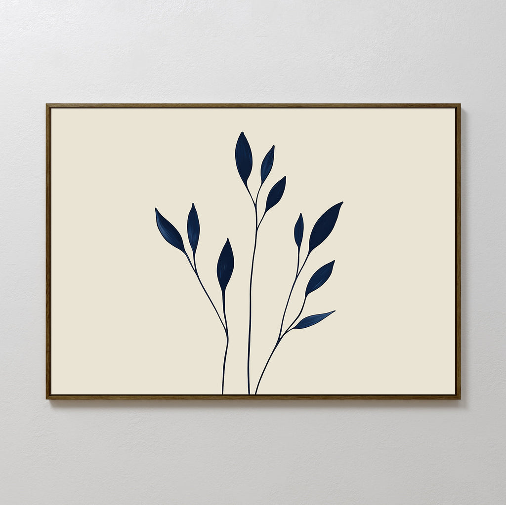 Inkwell Solitude – beige and white botanical canvas wall art print by Aspire Prints