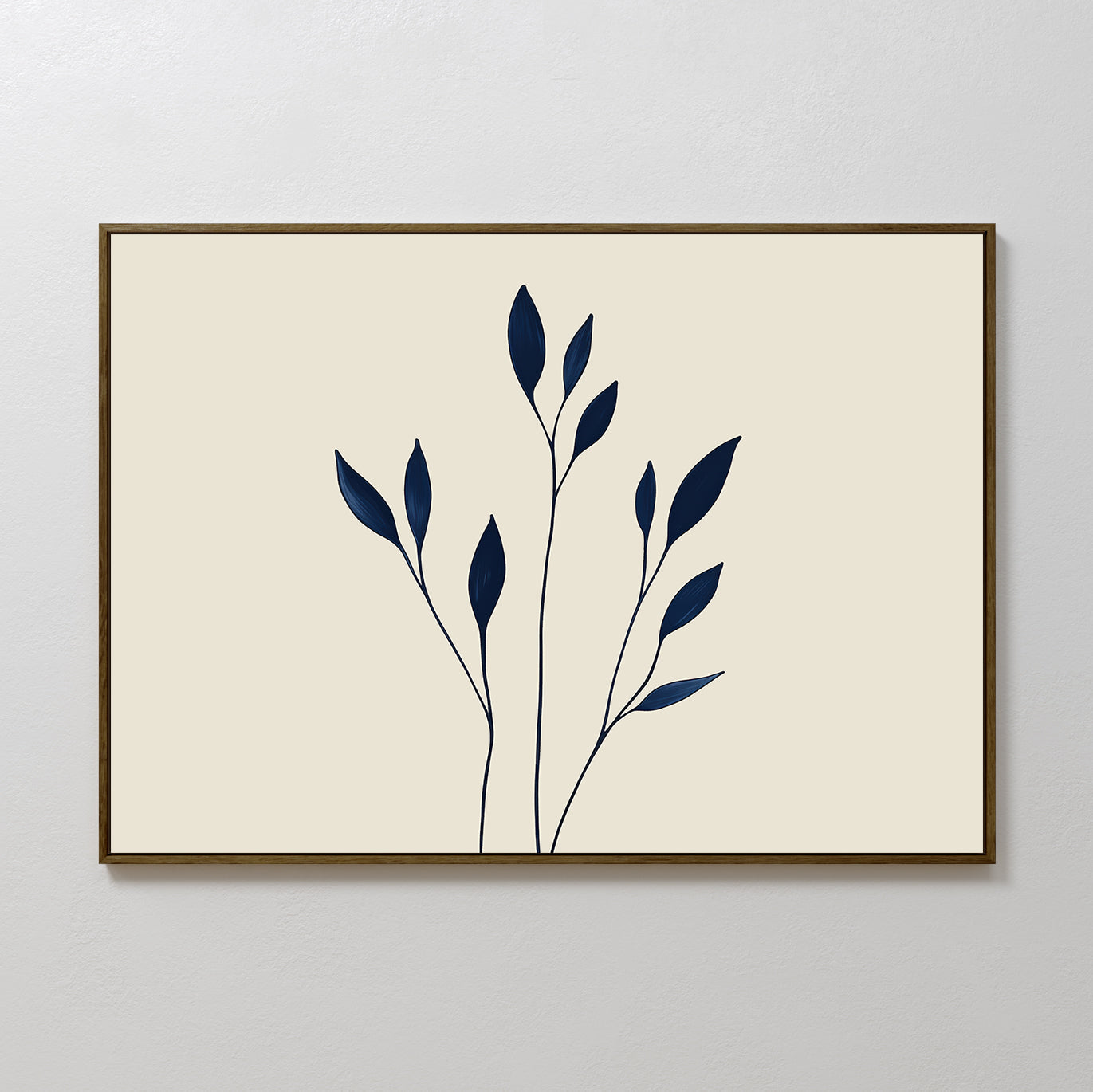 Inkwell Solitude – beige and white botanical canvas wall art print by Aspire Prints