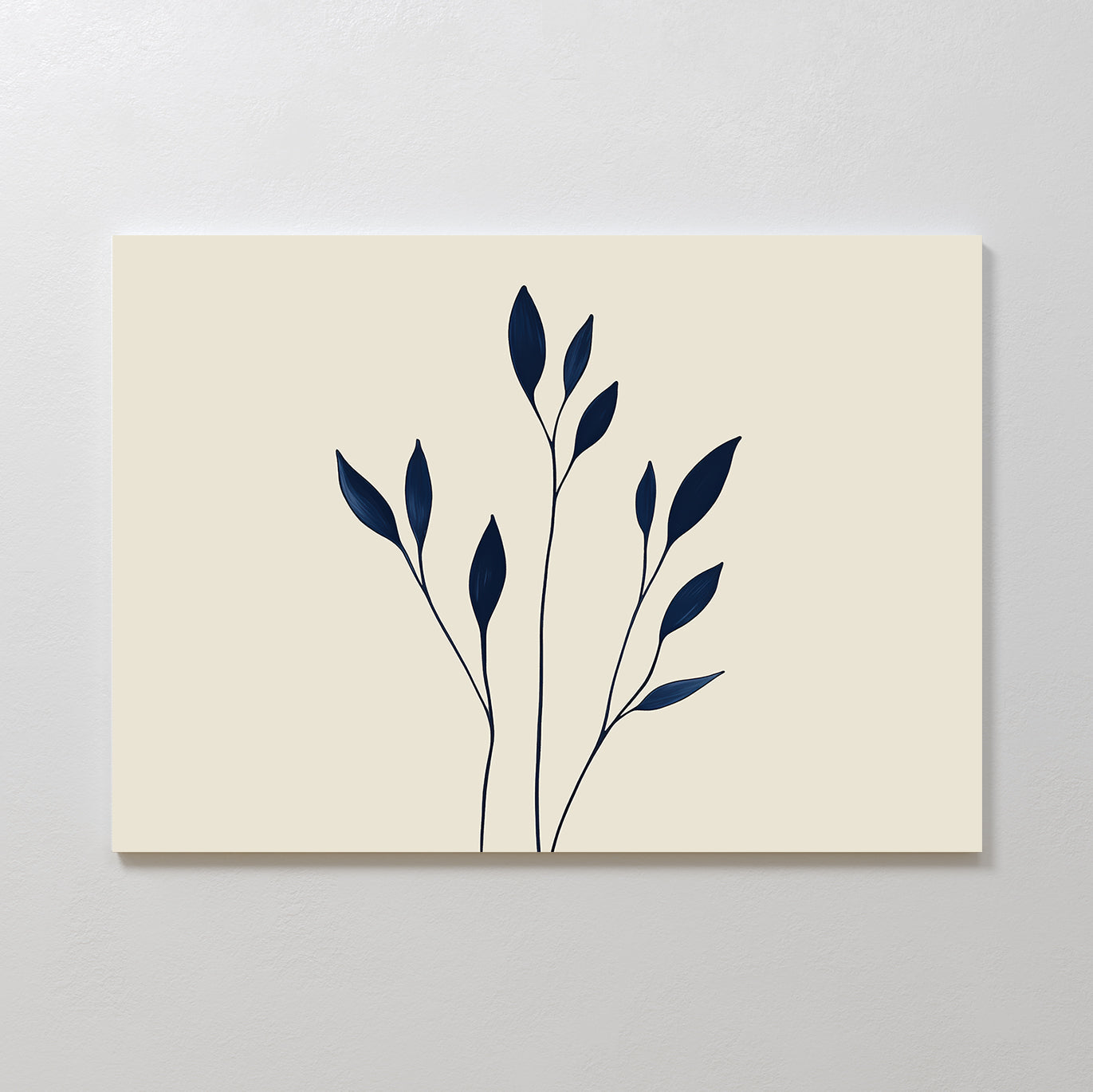 Inkwell Solitude – beige and white botanical canvas wall art print by Aspire Prints