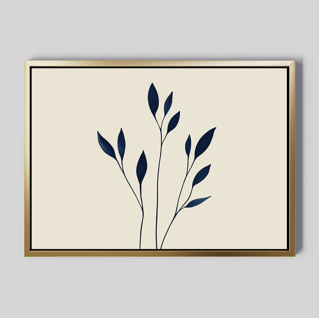 Inkwell Solitude – beige and white botanical canvas wall art print by Aspire Prints