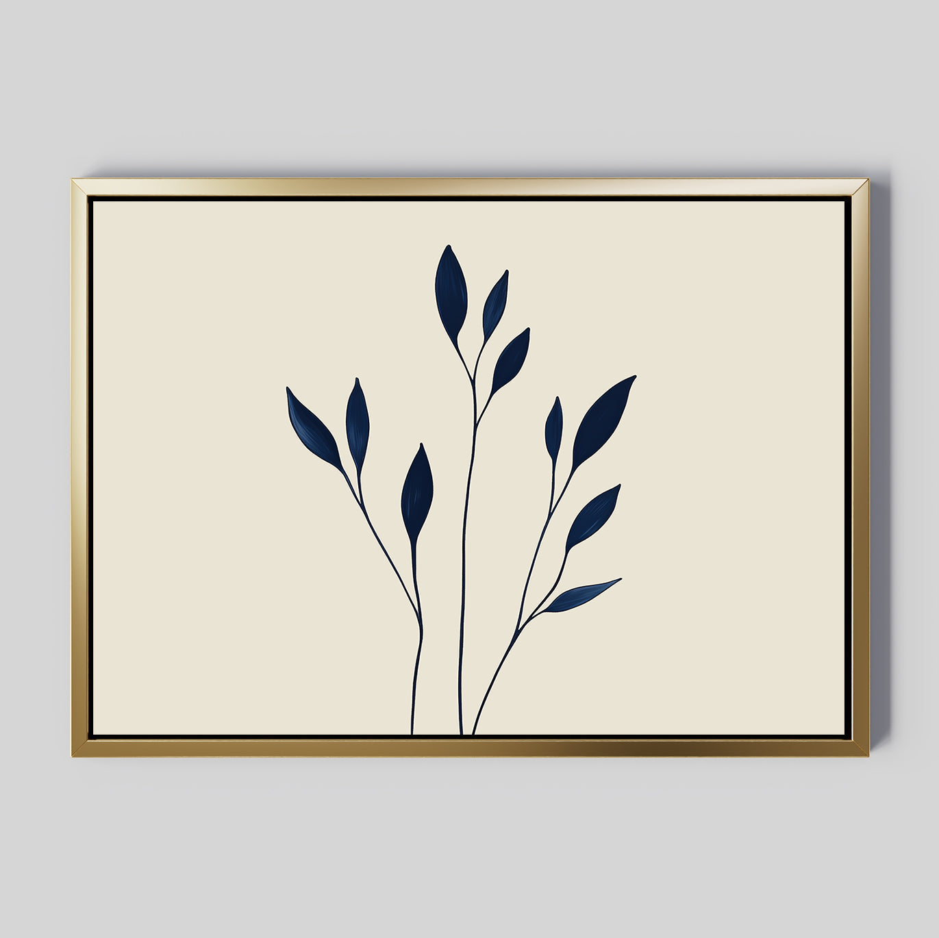 Inkwell Solitude – beige and white botanical canvas wall art print by Aspire Prints