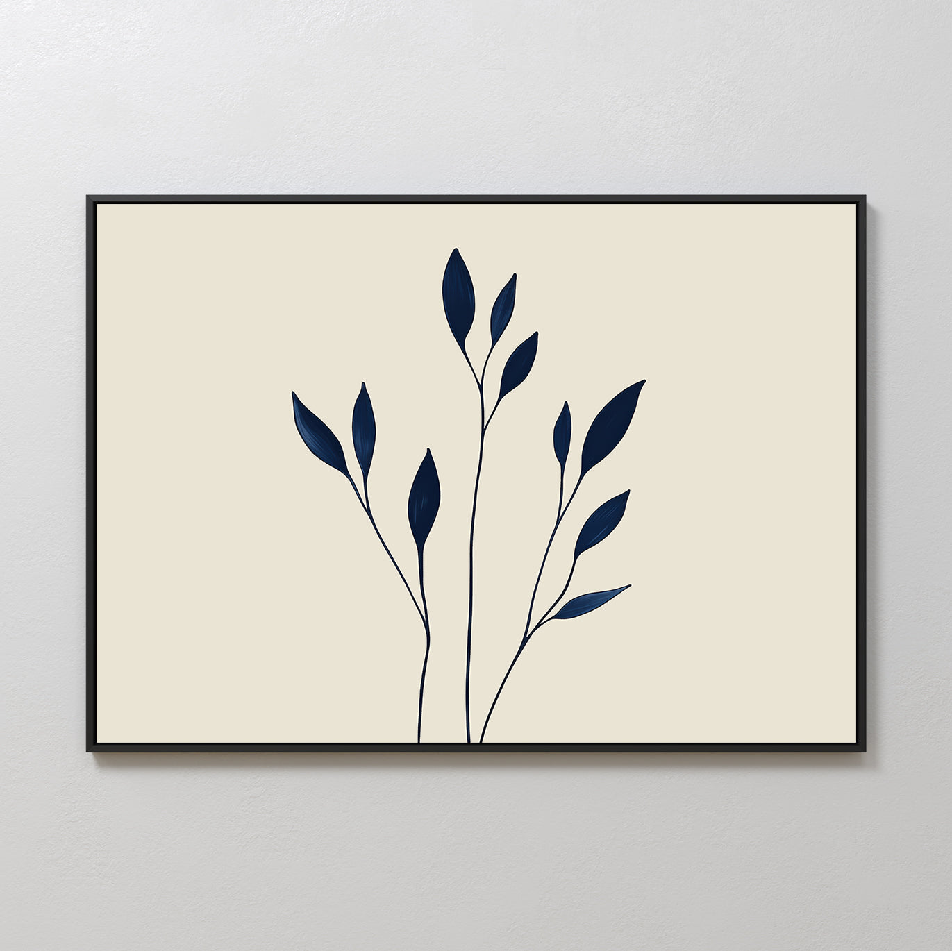 Inkwell Solitude – beige and white botanical canvas wall art print by Aspire Prints