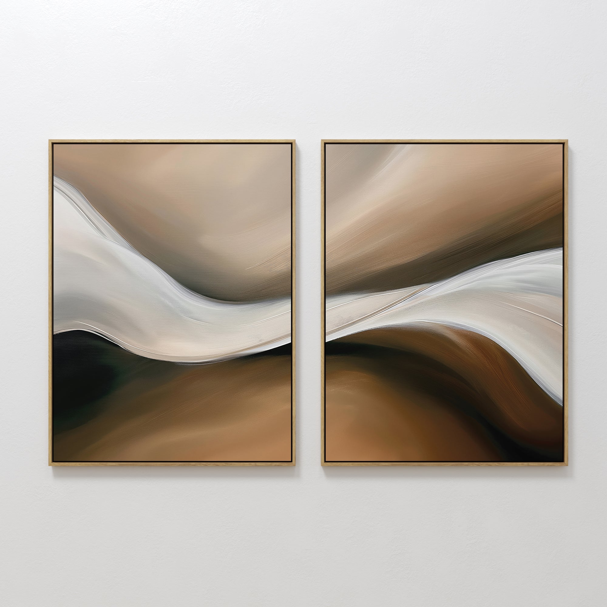 Whispering Banks – Set of 2 Canvas Prints set of 2 – neutral-toned abstract canvas wall art by Aspire Prints