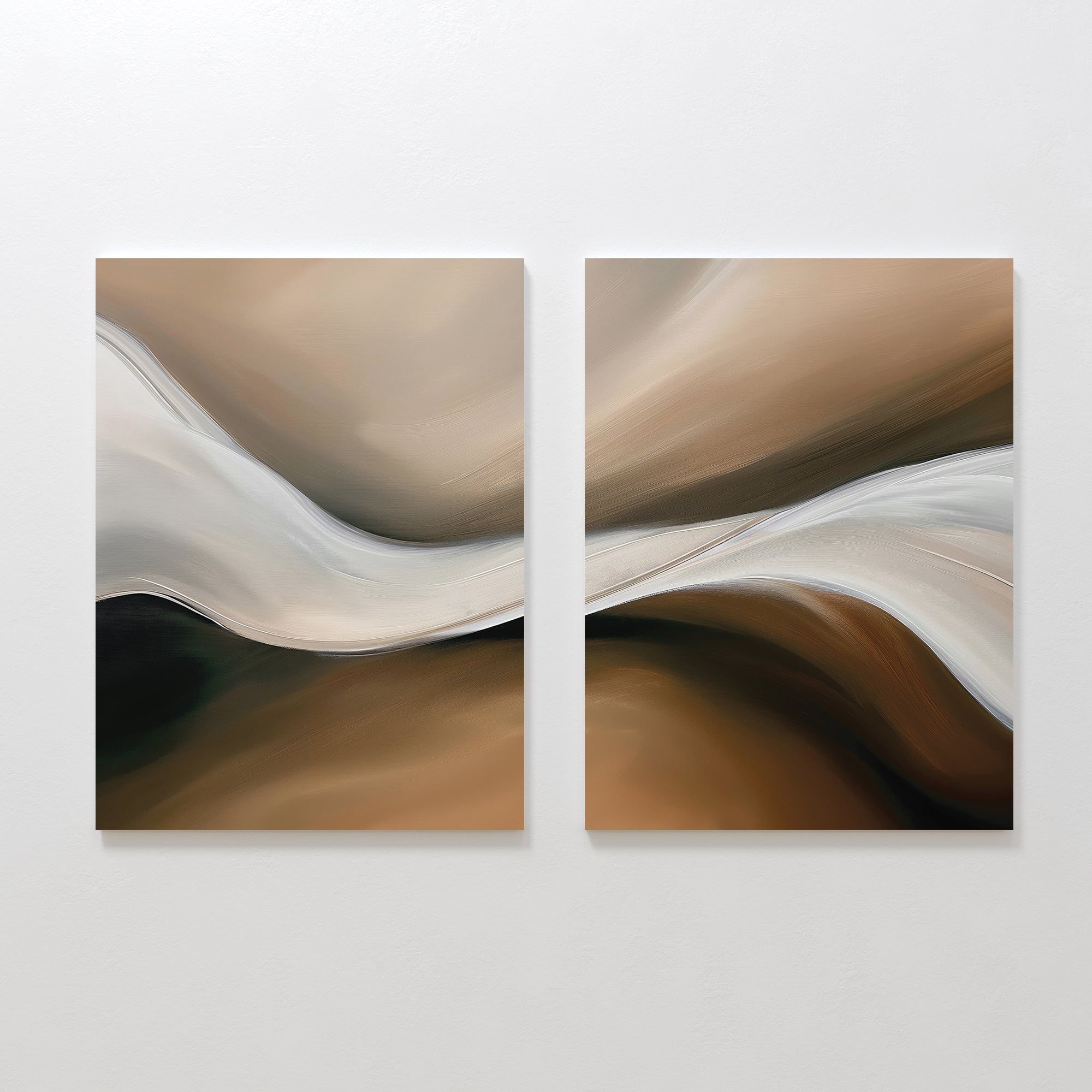 Whispering Banks – Set of 2 Canvas Prints set of 2 – neutral-toned abstract canvas wall art by Aspire Prints