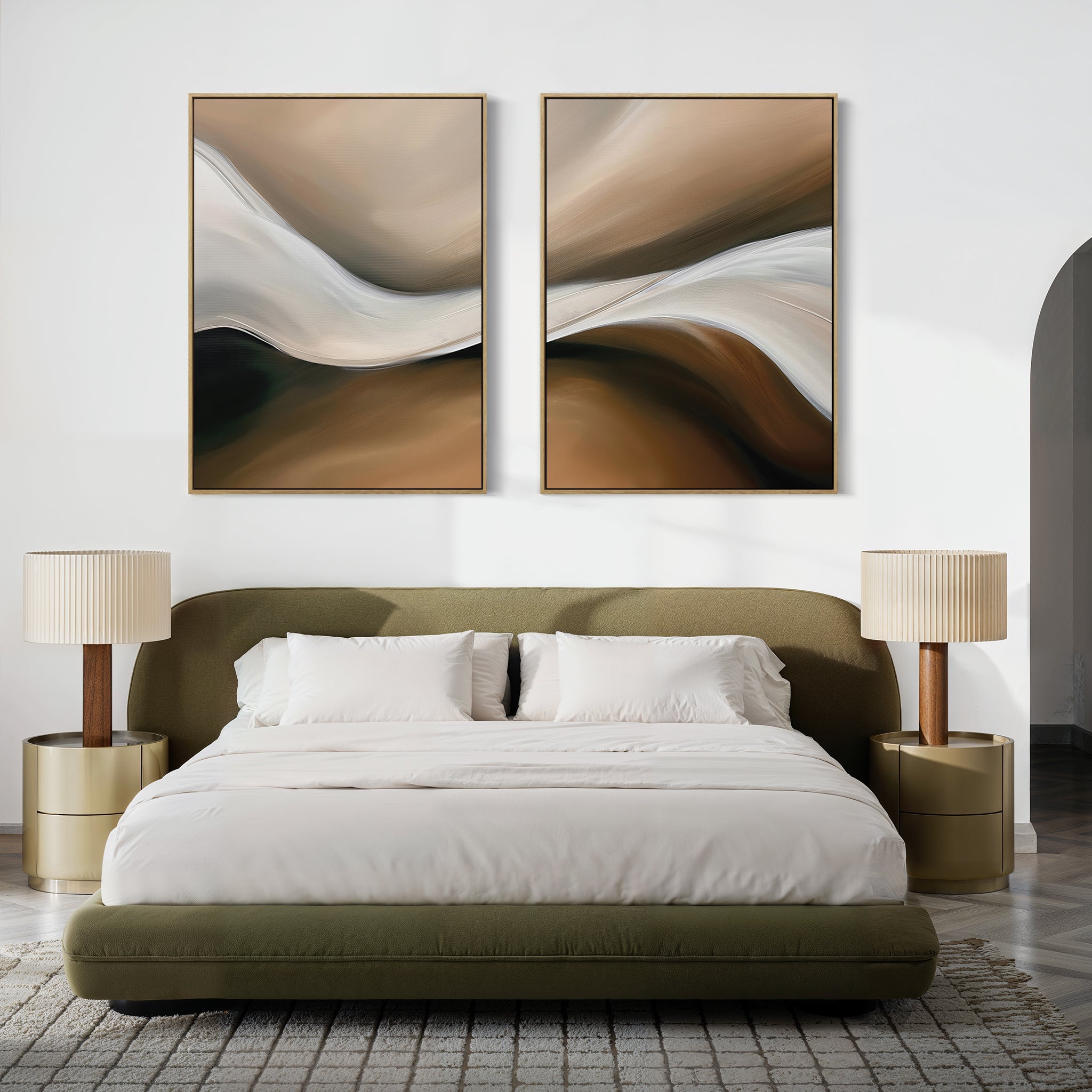 Whispering Banks – Set of 2 Canvas Prints set of 2 – neutral-toned abstract canvas wall art by Aspire Prints