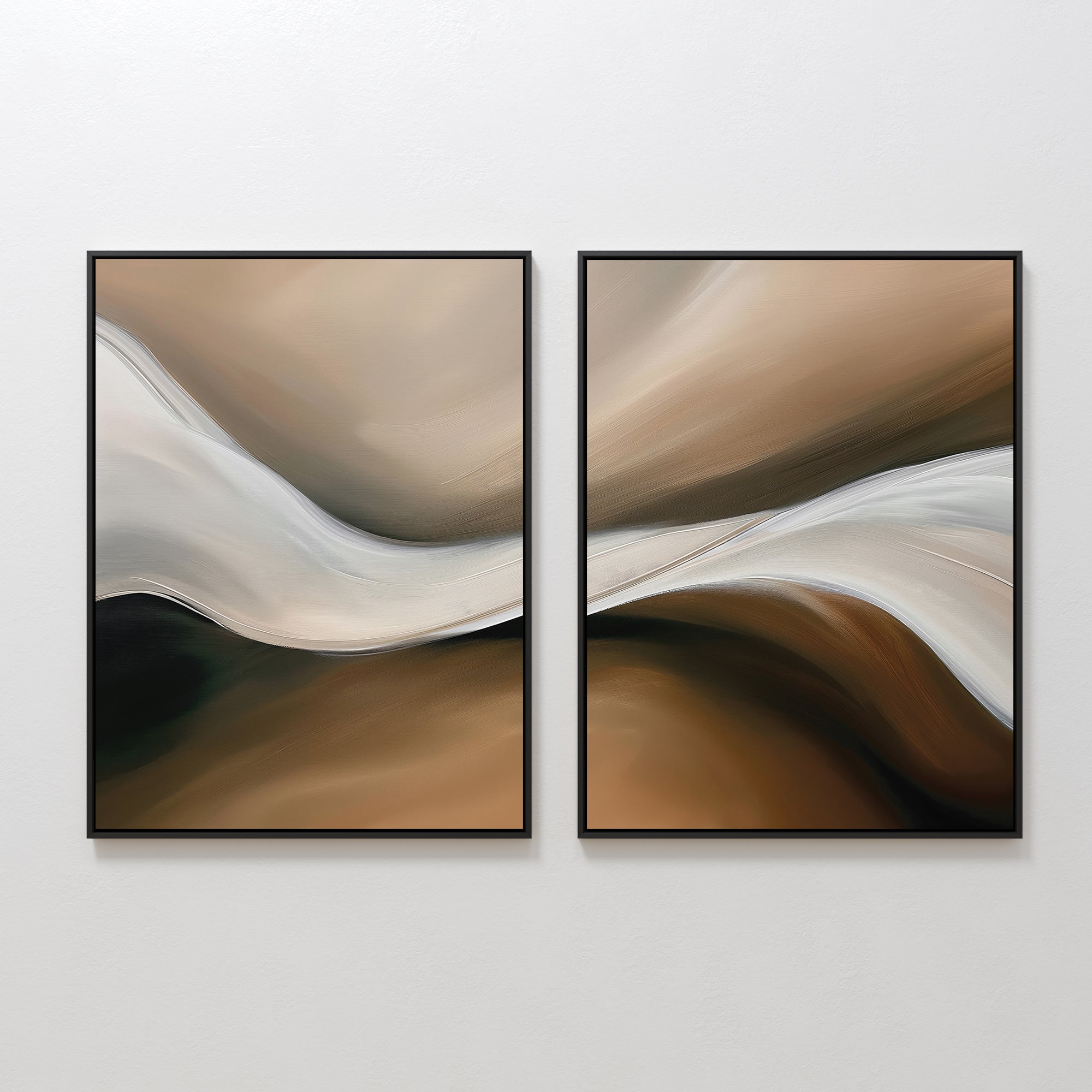 Whispering Banks – Set of 2 Canvas Prints set of 2 – neutral-toned abstract canvas wall art by Aspire Prints