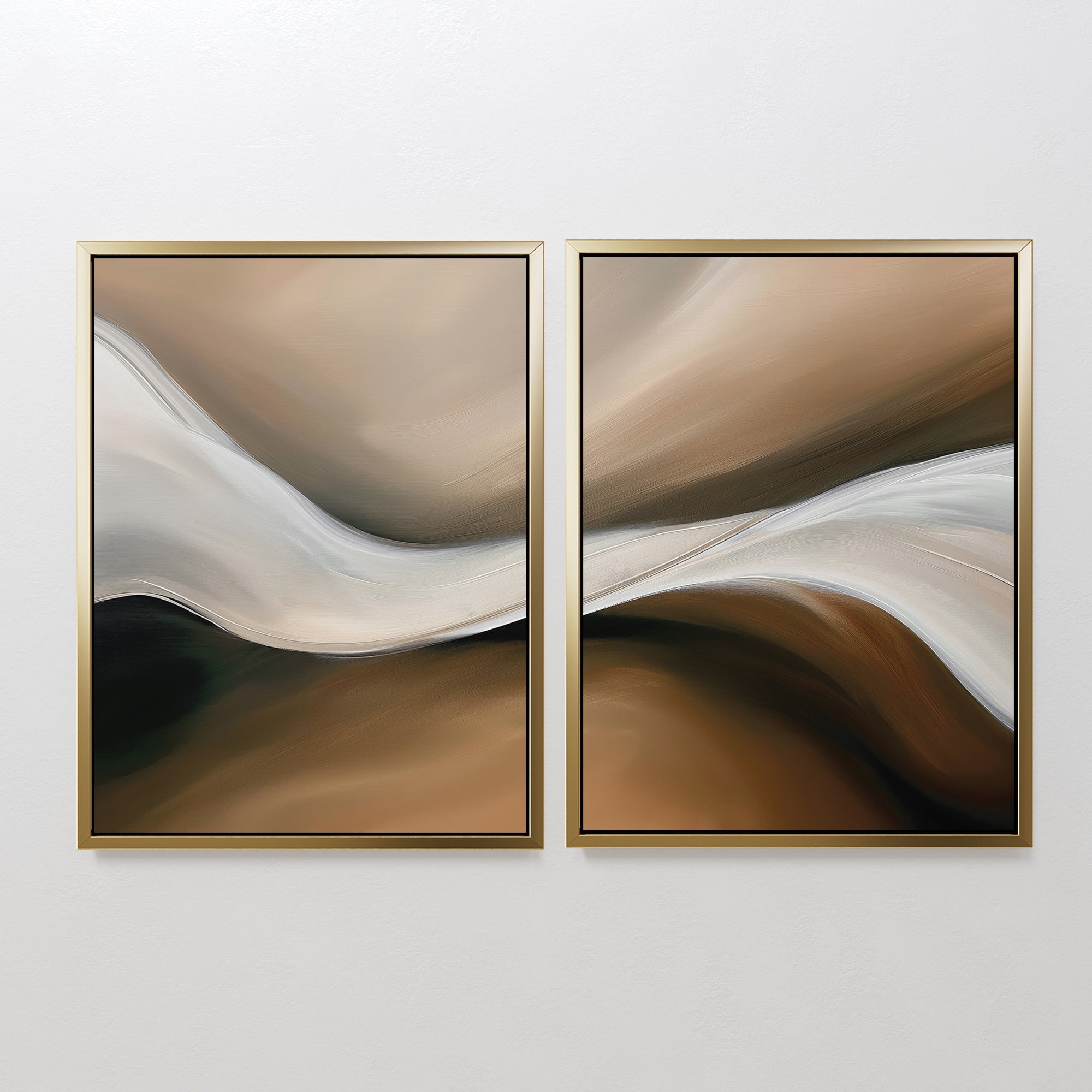 Whispering Banks – Set of 2 Canvas Prints set of 2 – neutral-toned abstract canvas wall art by Aspire Prints