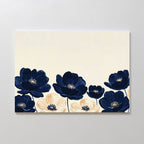 Midnight Bloom Whisper – blue botanical canvas wall art print by Aspire Prints