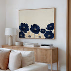 Midnight Bloom Whisper – blue botanical canvas wall art print by Aspire Prints