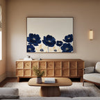 Midnight Bloom Whisper – blue botanical canvas wall art print by Aspire Prints