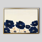 Midnight Bloom Whisper – blue botanical canvas wall art print by Aspire Prints