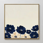 Midnight Bloom Whisper – blue botanical canvas wall art print by Aspire Prints