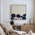 Midnight Bloom Whisper – blue botanical canvas wall art print by Aspire Prints