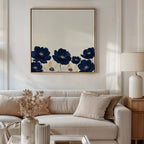 Midnight Bloom Whisper – blue botanical canvas wall art print by Aspire Prints