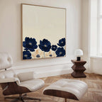 Midnight Bloom Whisper – blue botanical canvas wall art print by Aspire Prints