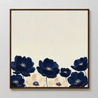 Midnight Bloom Whisper – blue botanical canvas wall art print by Aspire Prints