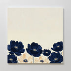 Midnight Bloom Whisper – blue botanical canvas wall art print by Aspire Prints