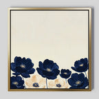 Midnight Bloom Whisper – blue botanical canvas wall art print by Aspire Prints