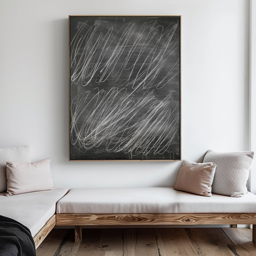 Whispers in White – black abstract canvas wall art print by Aspire Prints