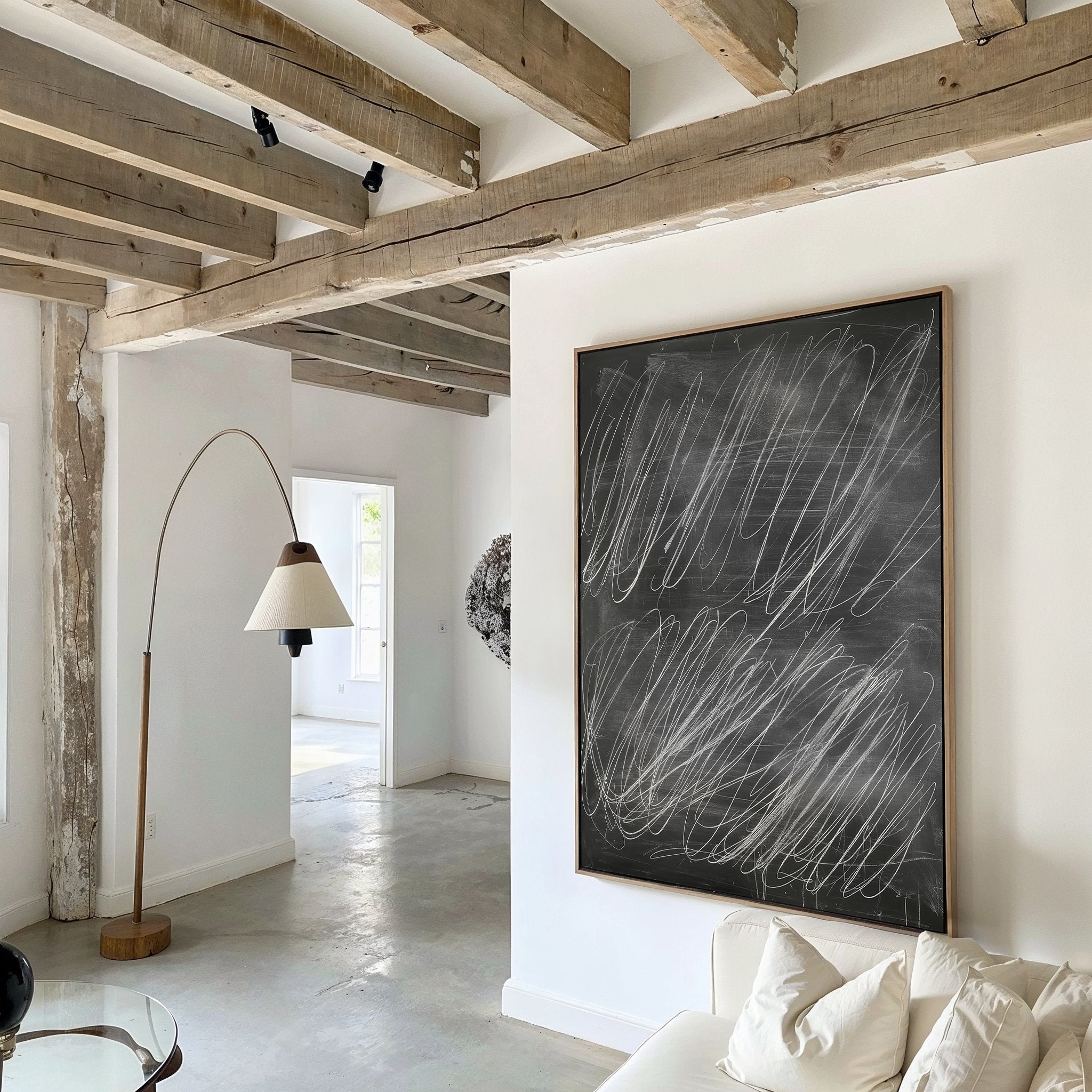 Whispers in White – black abstract canvas wall art print by Aspire Prints