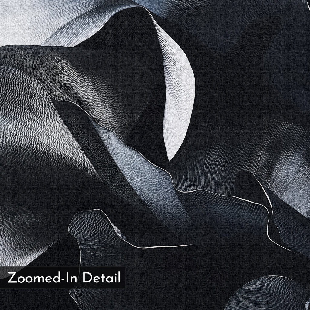 Midnight Petals in Shadow – black and white botanical canvas wall art print by Aspire Prints