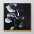 Midnight Petals in Shadow – black and white botanical canvas wall art print by Aspire Prints