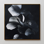 Midnight Petals in Shadow – black and white botanical canvas wall art print by Aspire Prints