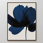 Midnight Petal Hush – blue botanical canvas wall art print by Aspire Prints