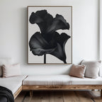 Midnight Petal Whisper – black botanical canvas wall art print by Aspire Prints