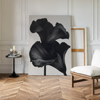 Midnight Petal Whisper – black botanical canvas wall art print by Aspire Prints