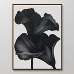 Midnight Petal Whisper – black botanical canvas wall art print by Aspire Prints
