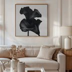 Midnight Petal Whisper – black and white botanical canvas wall art print by Aspire Prints