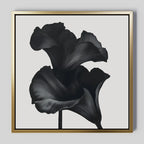 Midnight Petal Whisper – black and white botanical canvas wall art print by Aspire Prints
