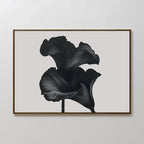 Whispers in Black Bloom – black and white botanical canvas wall art print by Aspire Prints