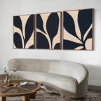 Midnight Petals in Triptych – Set of 3 Canvas Prints set of 3 – blue botanical canvas wall art by Aspire Prints