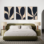 Midnight Petals in Triptych – Set of 3 Canvas Prints set of 3 – blue botanical canvas wall art by Aspire Prints