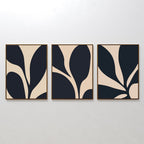 Midnight Petals in Triptych – Set of 3 Canvas Prints set of 3 – blue botanical canvas wall art by Aspire Prints