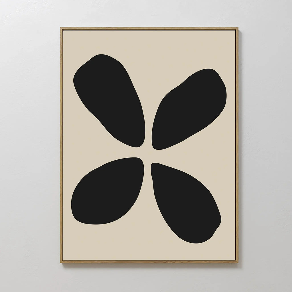 Whispered Bloom in Noir – black and white botanical canvas wall art print by Aspire Prints