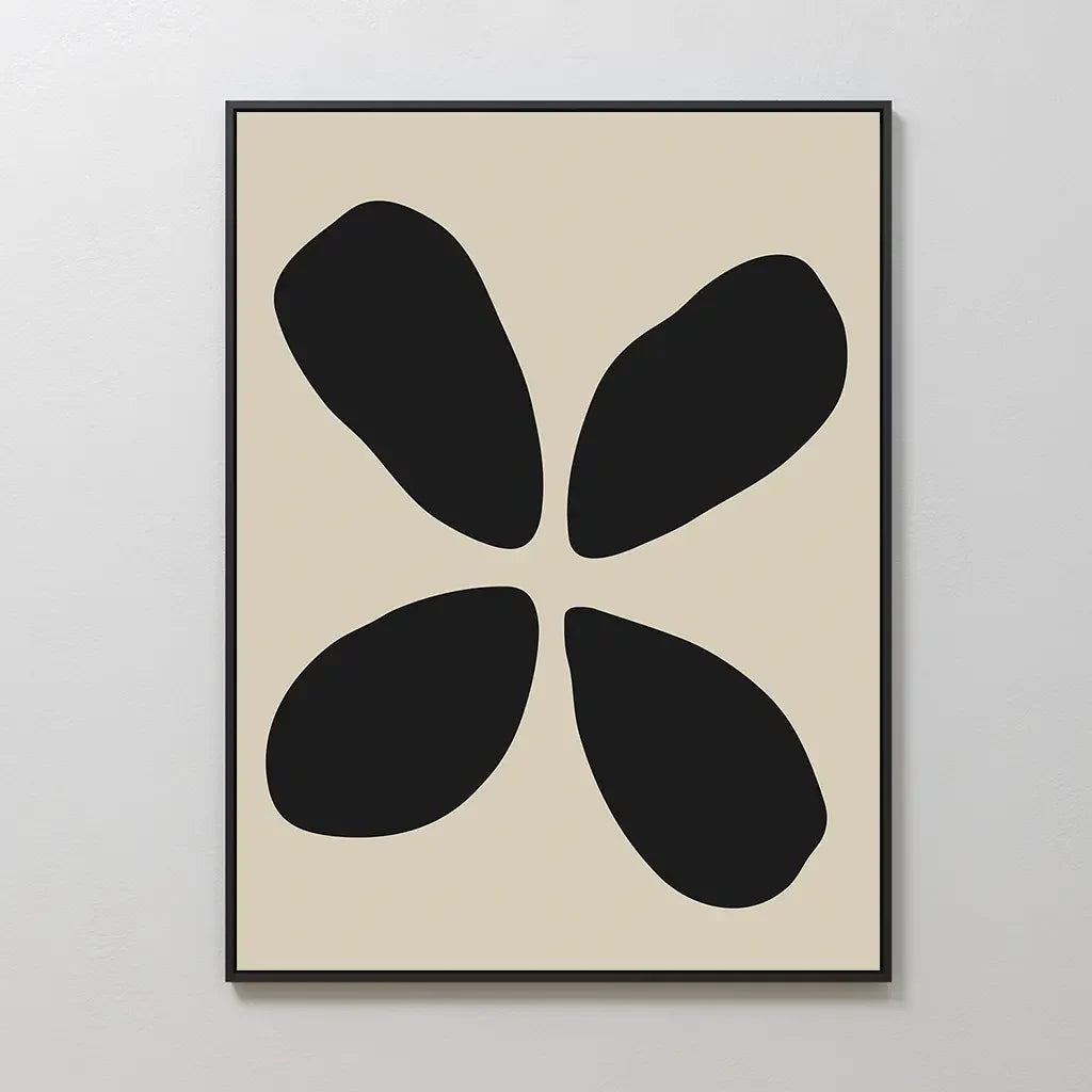 Whispered Bloom in Noir – black and white botanical canvas wall art print by Aspire Prints